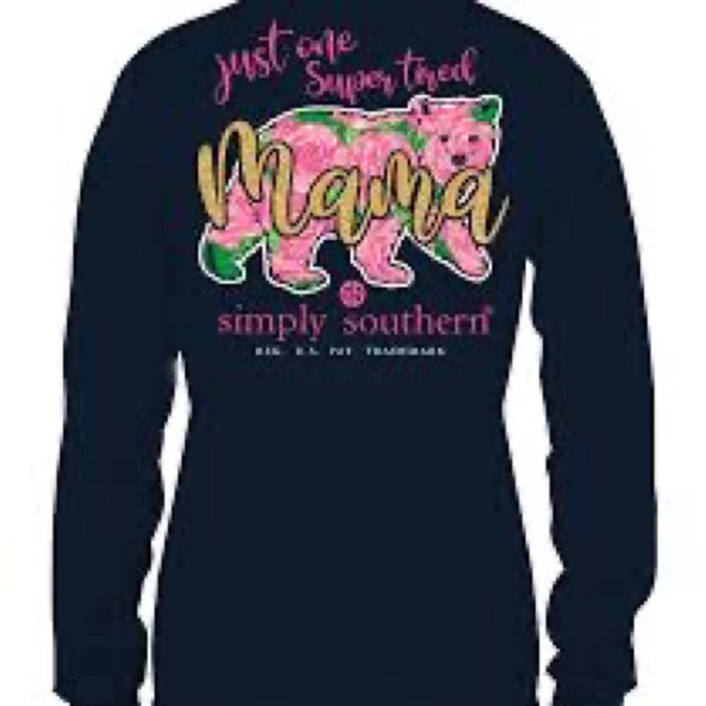 Simply southern preppy tired mama bear long sleeve tshirt